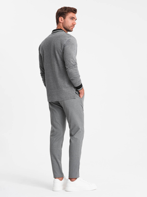 Ombre Clothing Polo da uomo a manica lunga ricamata Ombre Clothing