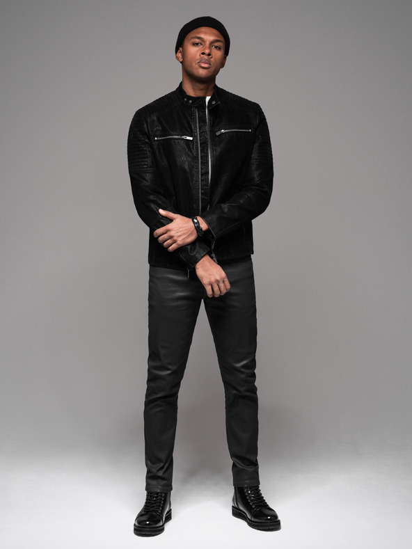 Ombre Clothing Pantaloni denim uomo STRAIGHT LEG - nero V1 OM-PADP-0133 Ombre Clothing