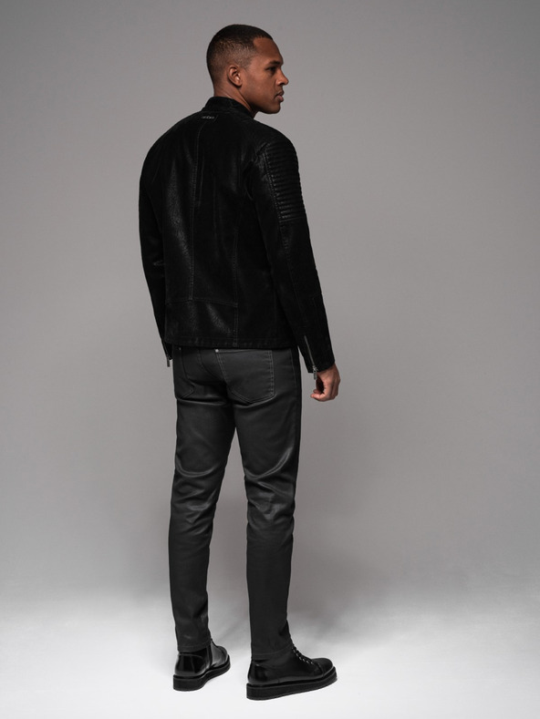 Ombre Clothing Pantaloni denim uomo STRAIGHT LEG - nero V1 OM-PADP-0133 Ombre Clothing