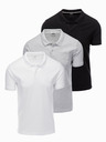 Ombre Clothing Polo uomo in cotone BASIC - nero/grigio melange/bianco V2 OM-POBS-0133 Ombre Clothing