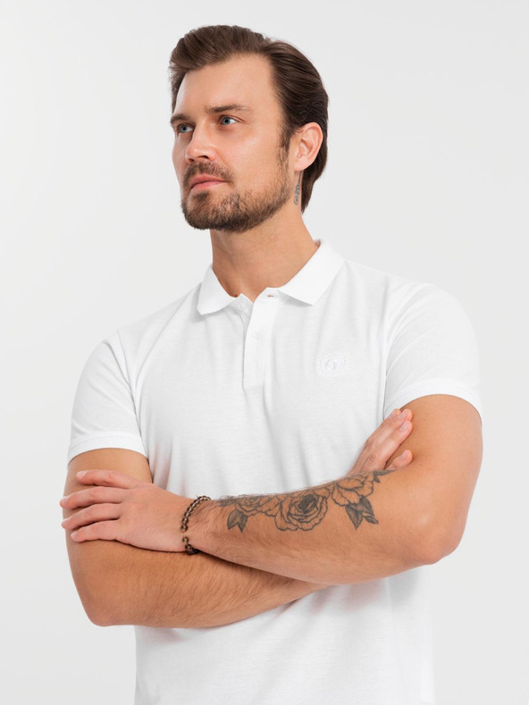 Ombre Clothing Polo uomo in cotone BASIC - nero/grigio melange/bianco V2 OM-POBS-0133 Ombre Clothing
