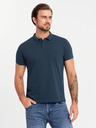 Ombre Clothing Polo uomo in cotone BASIC - blu scuro/bianco/rosso V3 OM-POBS-0133 Ombre Clothing
