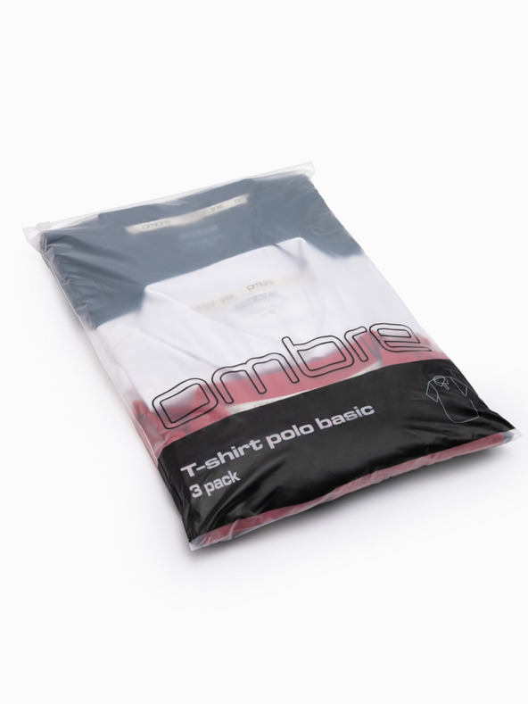 Ombre Clothing Polo uomo in cotone BASIC - blu scuro/bianco/rosso V3 OM-POBS-0133 Ombre Clothing