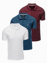 Ombre Clothing Polo uomo in cotone BASIC - bianco/bordeaux/blu scuro V4 OM-POBS-0133 Ombre Clothing
