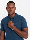 Ombre Clothing Polo uomo in cotone BASIC - bianco/bordeaux/blu scuro V4 OM-POBS-0133 Ombre Clothing