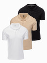 Ombre Clothing Polo uomo in cotone BASIC - nero/bianco/beige V7 OM-POBS-0133 Ombre Clothing