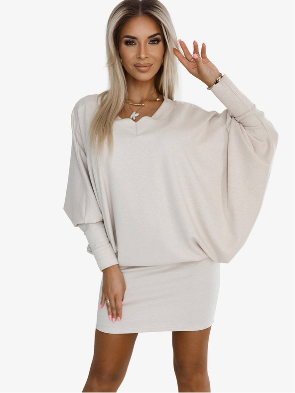 numoco Abito con collo a pipistrello - Beige Numoco