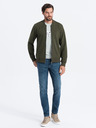 Ombre Clothing Felpa bomber uomo in cotone con zip cachi Ombre Abbigliamento