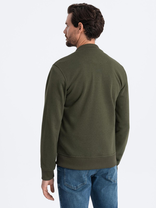 Ombre Clothing Felpa bomber uomo in cotone con zip cachi Ombre Abbigliamento