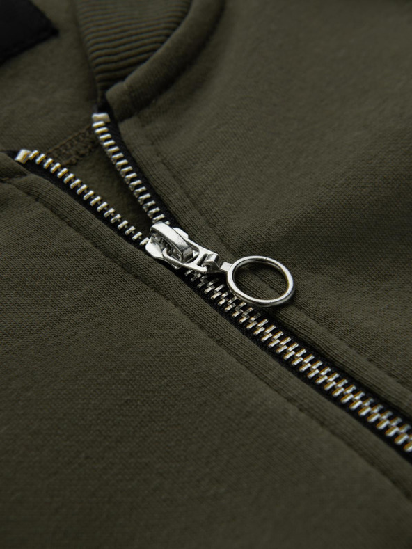 Ombre Clothing Felpa bomber uomo in cotone con zip cachi Ombre Abbigliamento