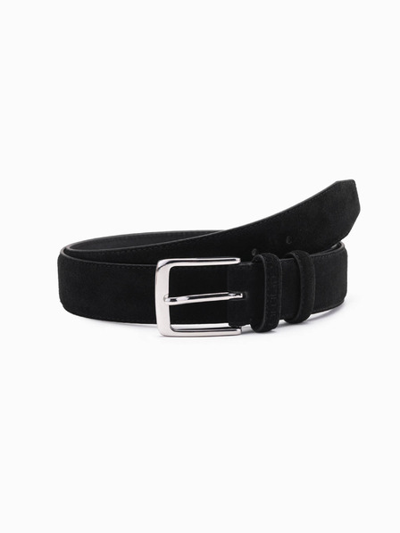 Ombre Clothing Cintura uomo tinta unita in camoscio naturale nero Ombre Clothing