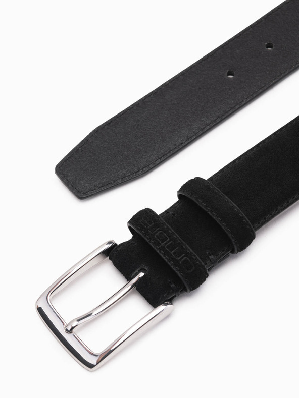 Ombre Clothing Cintura uomo tinta unita in camoscio naturale nero Ombre Clothing