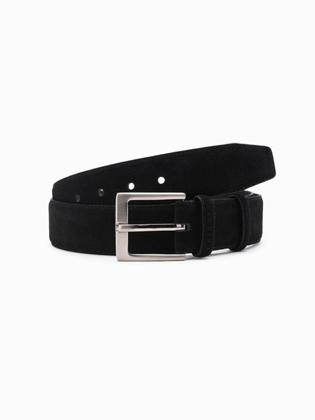 Ombre Clothing Cintura uomo tinta unita in camoscio naturale nero Ombre Clothing