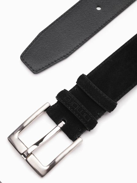 Ombre Clothing Cintura uomo tinta unita in camoscio naturale nero Ombre Clothing