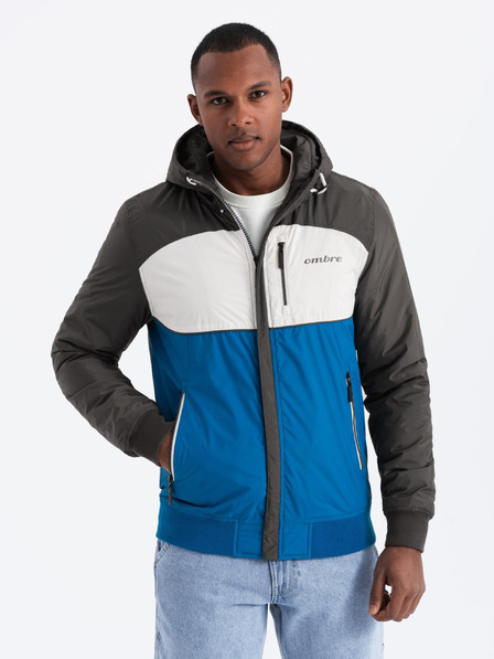 Ombre Clothing Giacca sportiva leggera colorata da uomo con pile blu Ombre Clothing