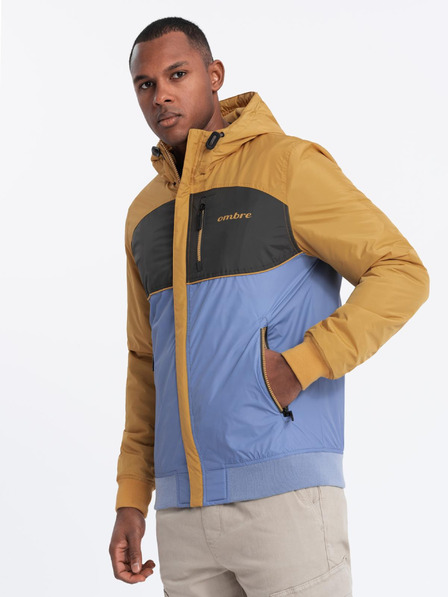 Ombre Clothing Giacca sportiva leggera colorata da uomo con pile blu Ombre Clothing