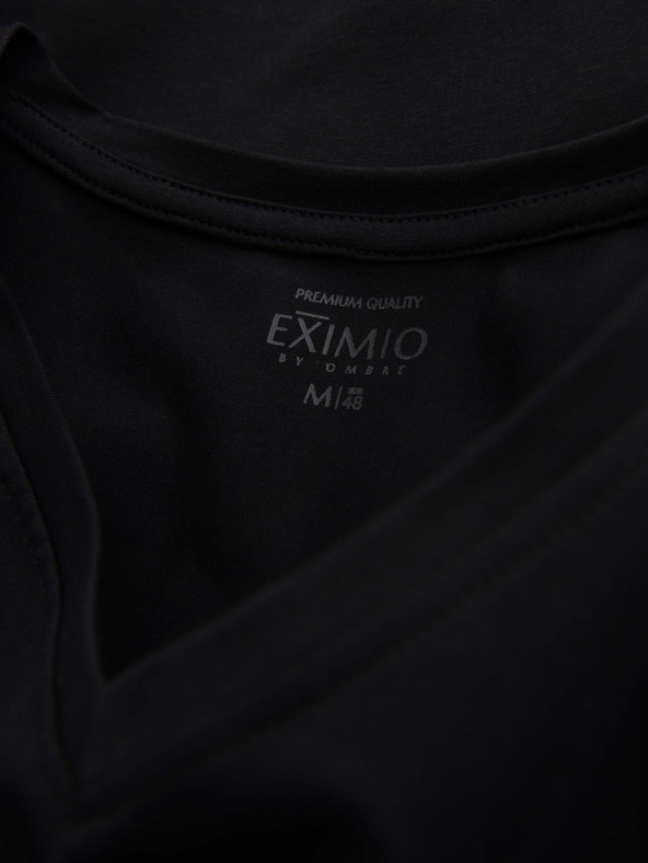 Ombre Clothing T-shirt SLIM FIT uomo con scollo a V, elastan e stampa nero Ombre Clothing