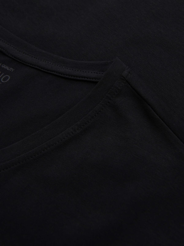 Ombre Clothing T-shirt SLIM FIT uomo con scollo a V, elastan e stampa nero Ombre Clothing