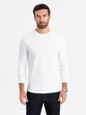 Ombre Clothing T-shirt SLIM FIT uomo manica lunga con elastan e stampa bianca Ombre Clothing