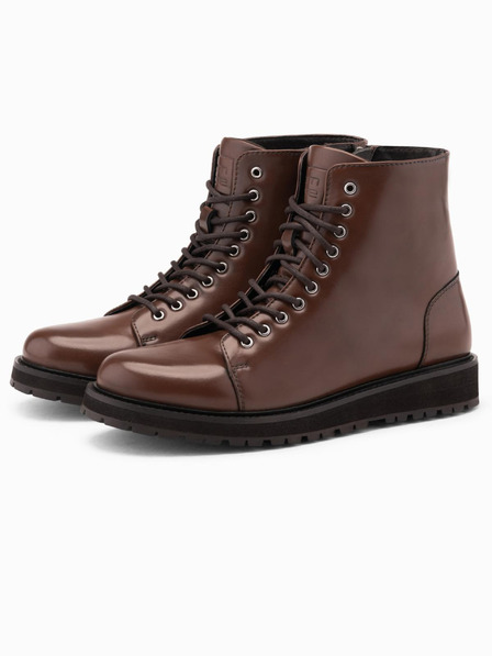 Ombre Clothing Scarpe alte da uomo in ecopelle lucida marrone Ombre Clothing