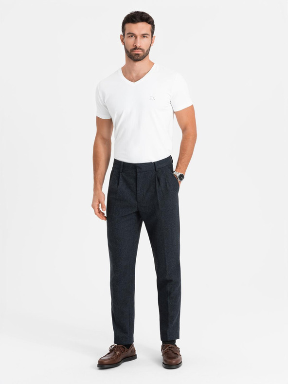 Ombre Clothing T-shirt uomo SLIM FIT con scollo a V, elastan e stampa bianco Ombre Clothing