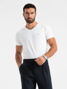 Ombre Clothing T-shirt uomo SLIM FIT con scollo a V, elastan e stampa bianco Ombre Clothing