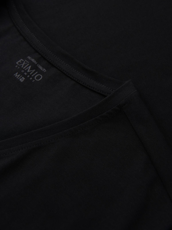 Ombre Clothing T-shirt uomo SLIM FIT con scollo a V, elastan e stampa nera Ombre Clothing