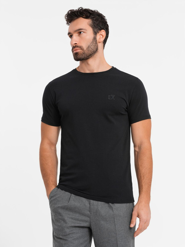 Ombre Clothing T-shirt SLIM FIT da uomo con elastan e stampa nera Ombre Clothing