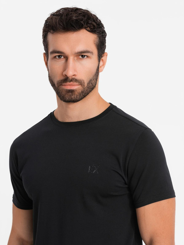 Ombre Clothing T-shirt SLIM FIT da uomo con elastan e stampa nera Ombre Clothing