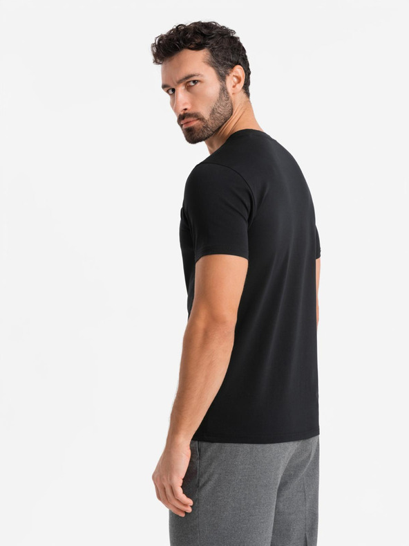 Ombre Clothing T-shirt SLIM FIT da uomo con elastan e stampa nera Ombre Clothing