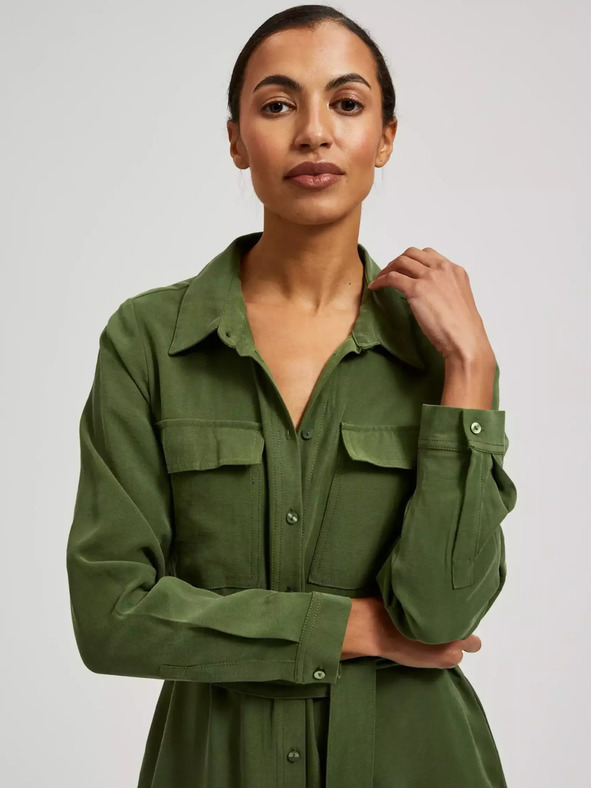 Moodo Abito camicia kaki con maniche lunghe Moodo