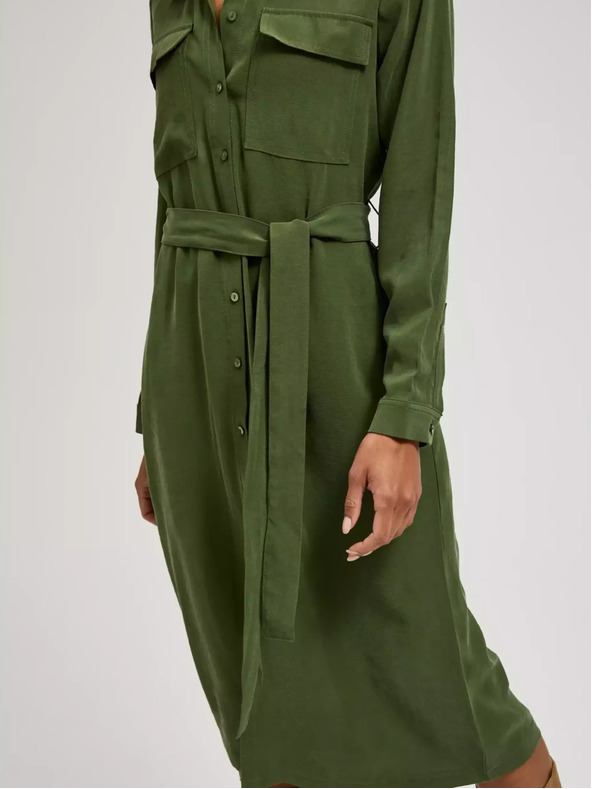Moodo Abito camicia kaki con maniche lunghe Moodo