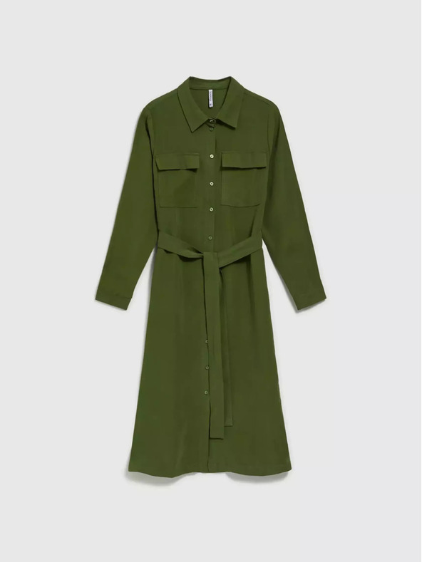 Moodo Abito camicia kaki con maniche lunghe Moodo