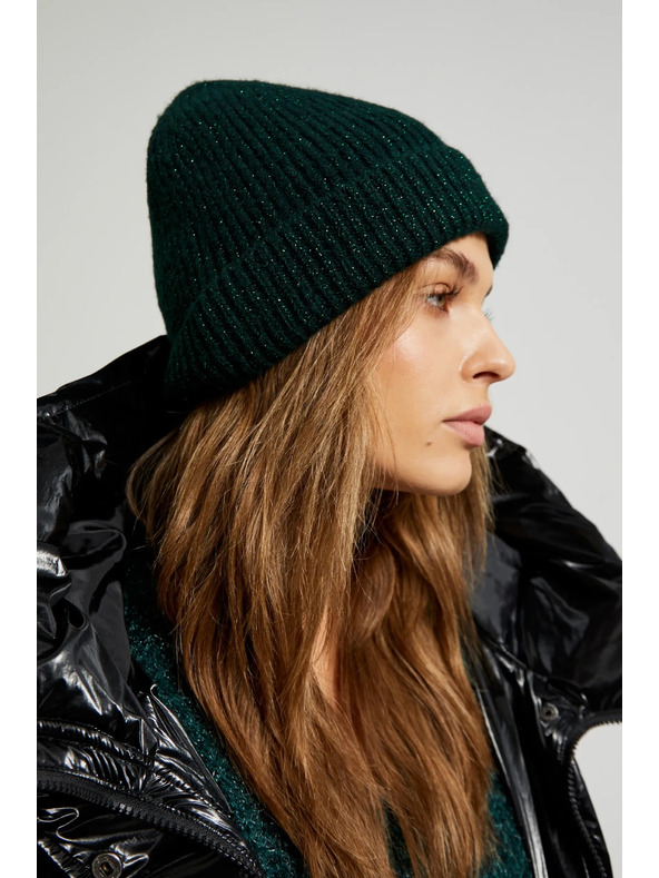 Moodo Berretto con filo metallico verde scuro Moodo