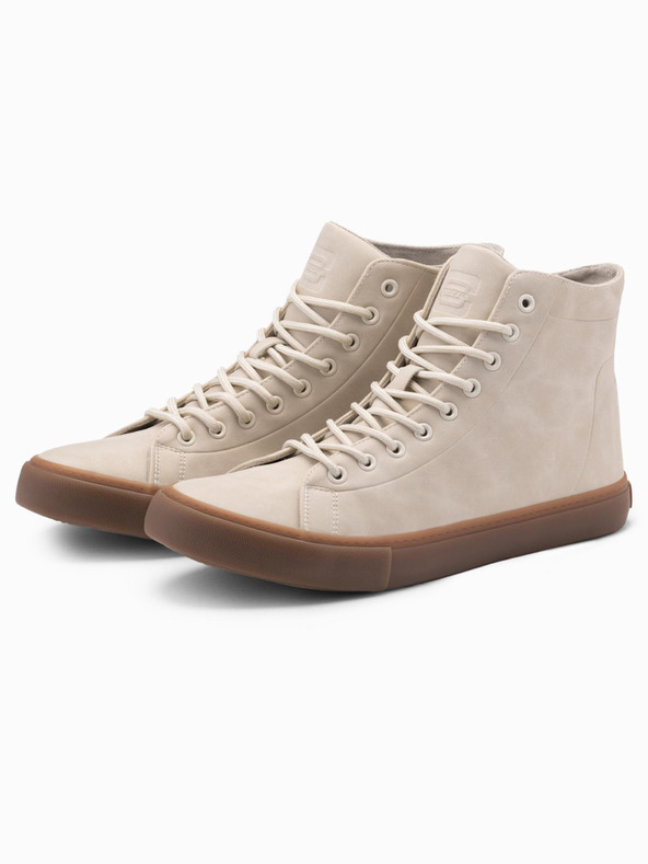Ombre Clothing Sneakers alte da uomo con punta in gomma beige Ombre Clothing