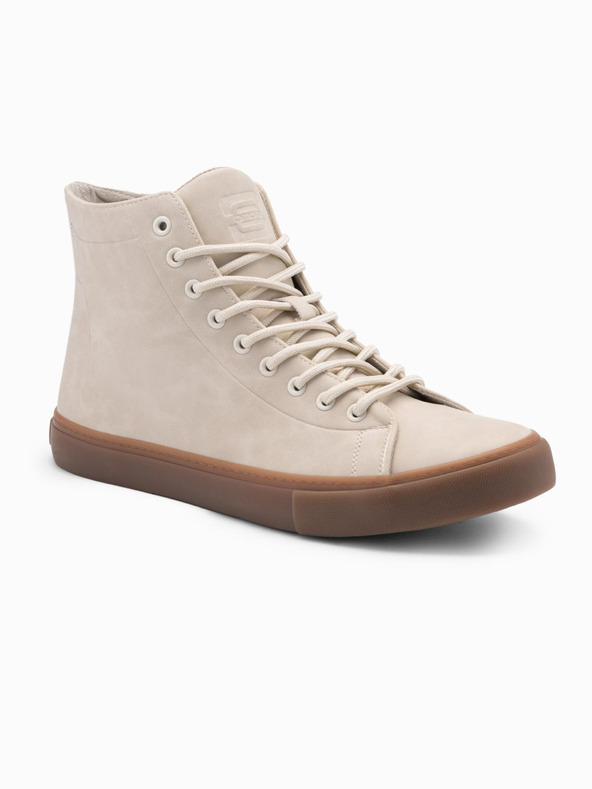 Ombre Clothing Sneakers alte da uomo con punta in gomma beige Ombre Clothing