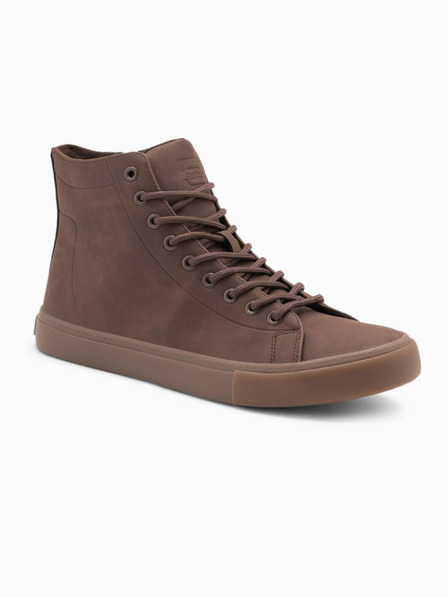 Ombre Clothing Sneakers alte da uomo con punta in gomma marrone Ombre Abbigliamento