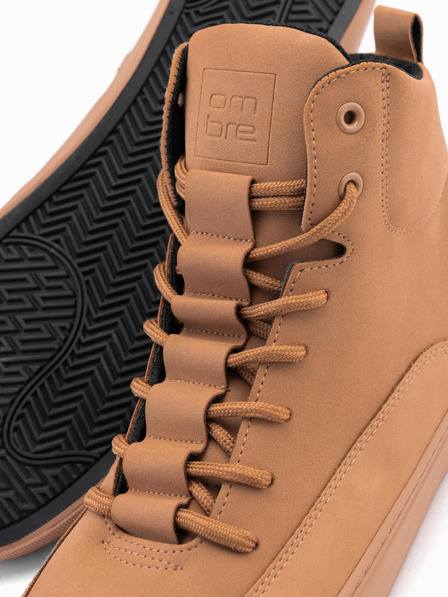 Ombre Clothing Sneakers alte da uomo con punta in gomma marrone Ombre Abbigliamento