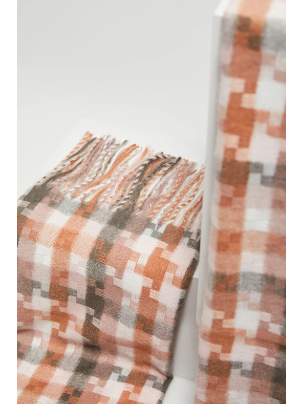 Moodo Sciarpa a quadri da donna bianca e marrone Moodo