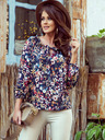 numoco Camicetta floreale da donna blu scuro con trama Numoco