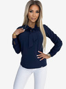 numoco Camicetta donna blu scuro a maniche lunghe con cravatta anteriore Numoco