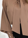 numoco Blusa marrone da donna a maniche lunghe con cravatta e bottoni Numoco