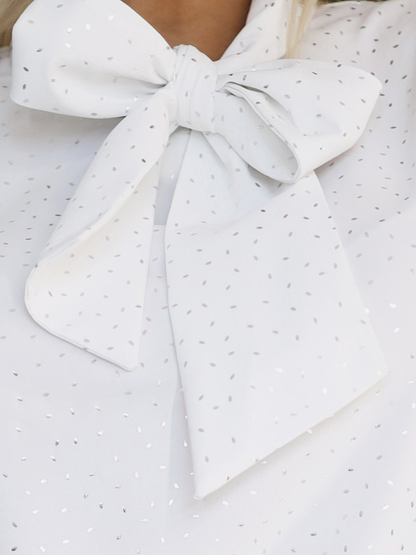 numoco Camicetta manica lunga bianca fantasia con cravatta e bottoni Numoco