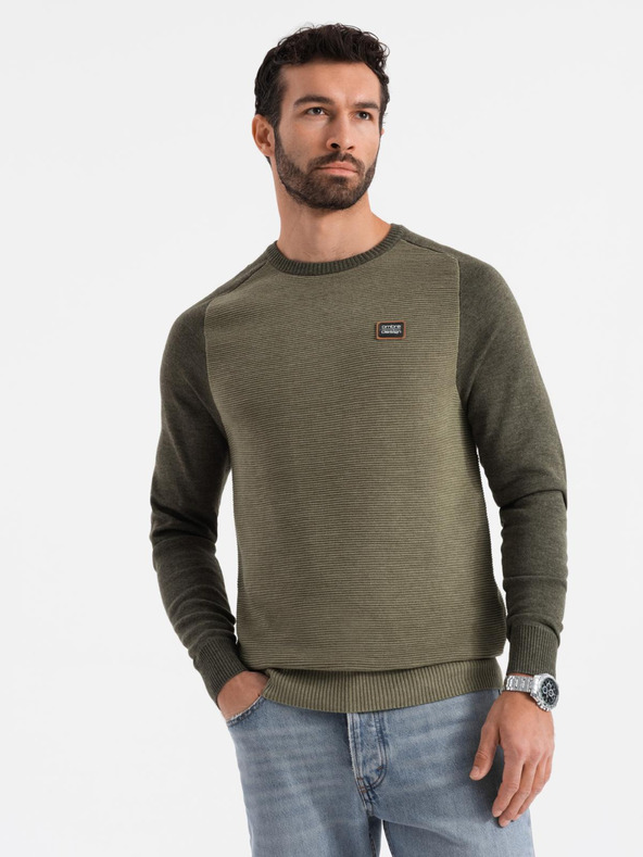 Ombre Clothing Maglia RELAXED FIT da uomo con motivo verde Ombre Clothing