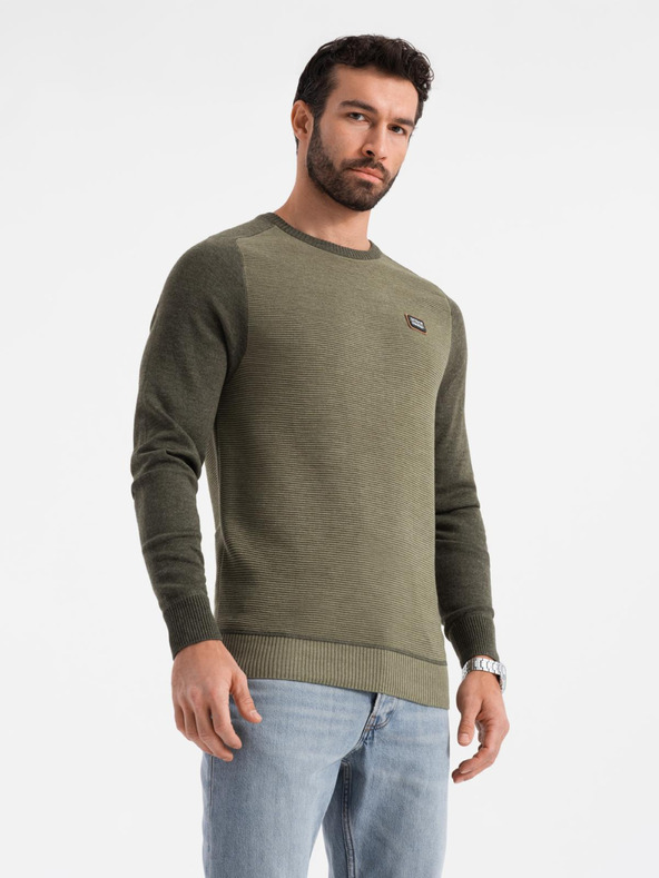Ombre Clothing Maglia RELAXED FIT da uomo con motivo verde Ombre Clothing