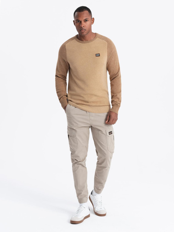 Ombre Clothing Maglia RELAXED FIT da uomo con motivo beige Abbigliamento Ombre