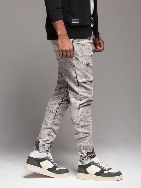 Ombre Clothing Pantaloni JOGGERY da uomo con tasche cargo con zip grigio Ombre Clothing