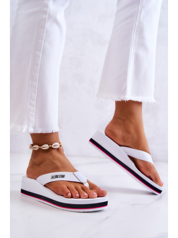 BIG STAR SHOES Infradito da donna con zeppa Big Star bianco