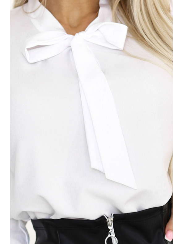 numoco Camicetta bianca da donna con maniche lunghe e cravatta anteriore Numoco