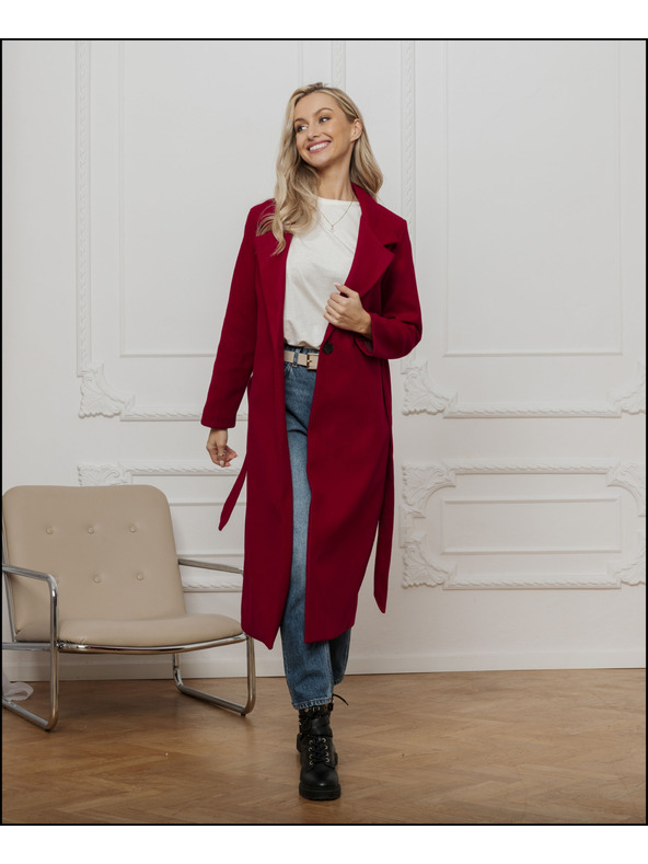 Edoti Cappotto rosso da donna con cintura Edoti